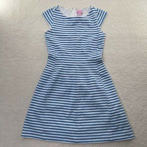 Lilly Pulitzer Dress Womens XS Blue Striped Ponte Knit Briella Fit & Flare 49387